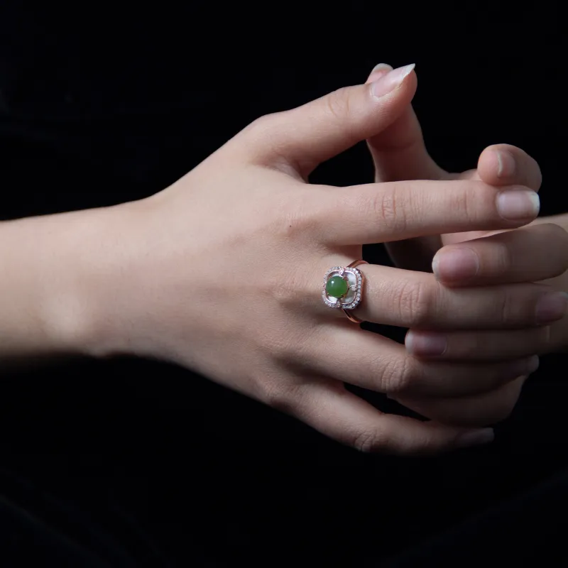 JIAHAOJADE Hetian Jade Rings Jasper Women's-4