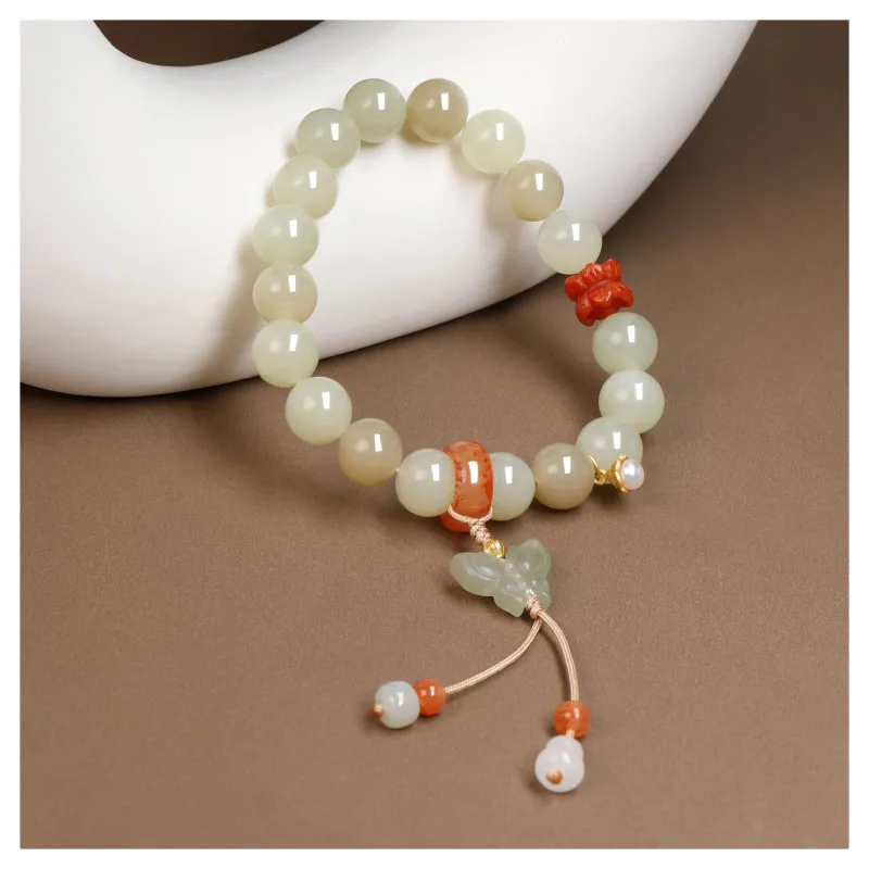 JIAHAOJADE Hetian Jade Bracelets Pale Greenish White Jade Women's-3