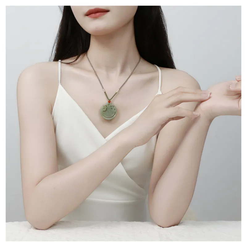JIAHAOJADE Hetian Jade Necklaces Green Jade Unisex-7