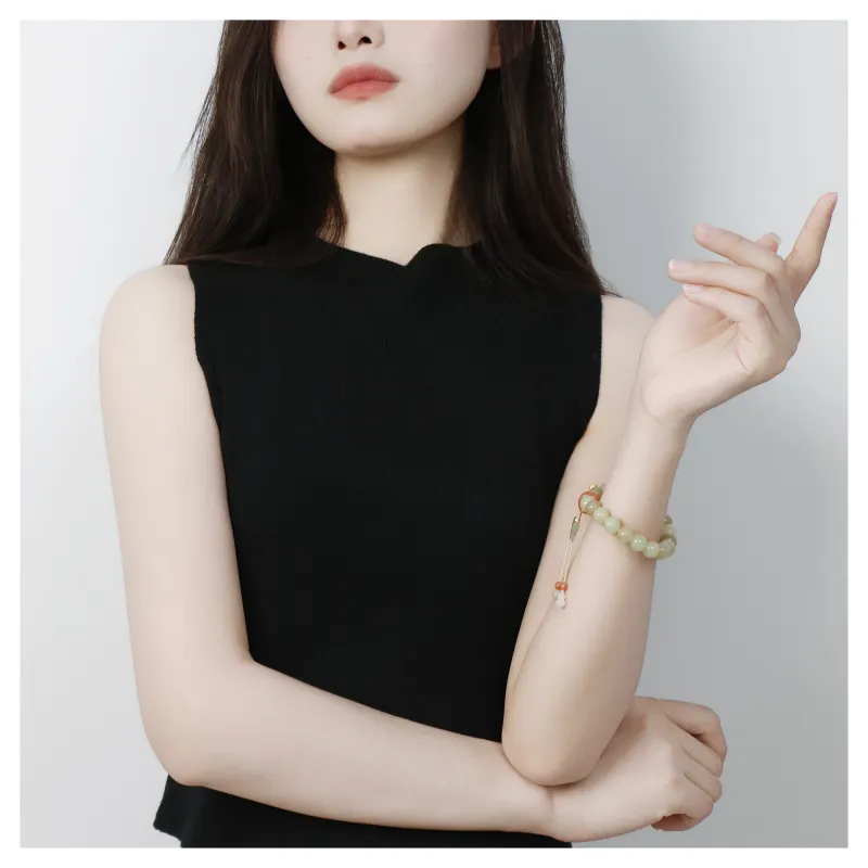 JIAHAOJADE Hetian Jade Bracelets Pale Greenish White Jade Women's-6