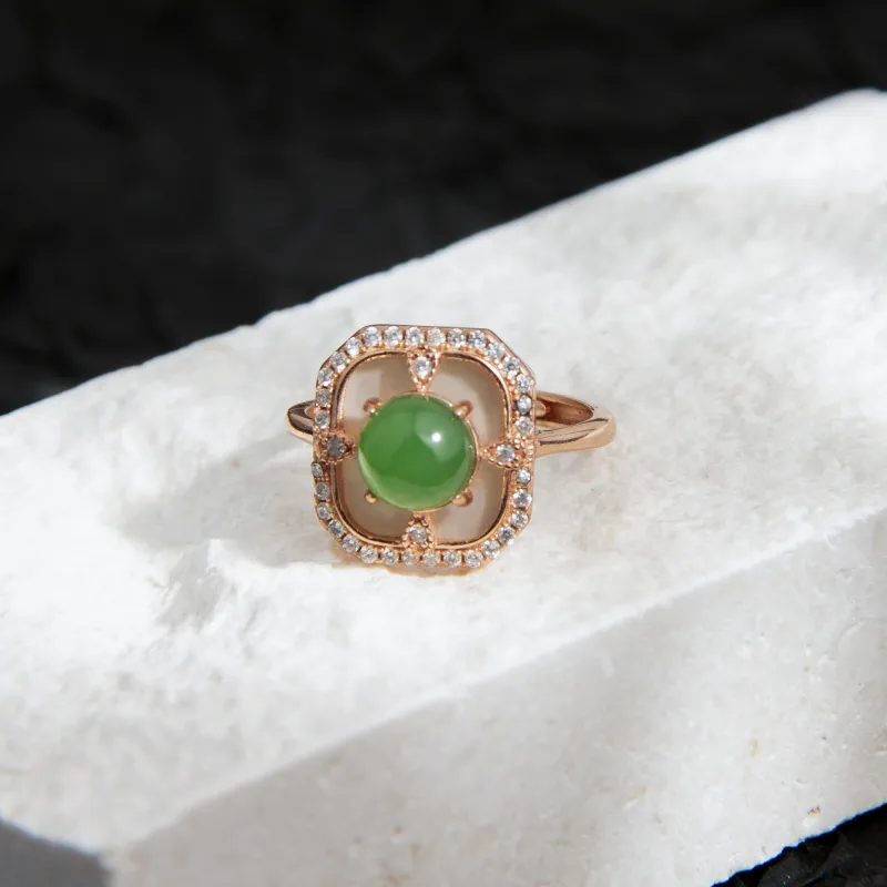 JIAHAOJADE Hetian Jade Rings Jasper Women's-2