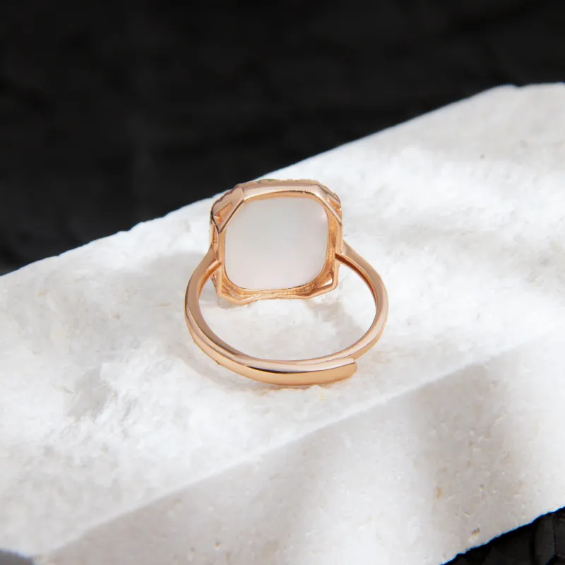 JIAHAOJADE Hetian Jade Rings Jasper Women's-3