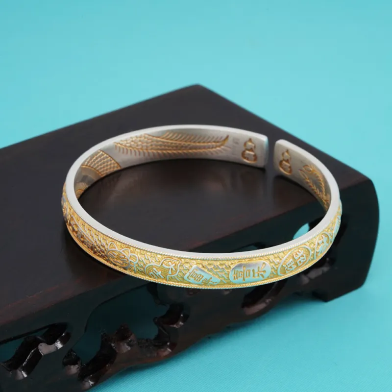 OWNREWARDS 999 Fine Silver Bangles Unisex-7