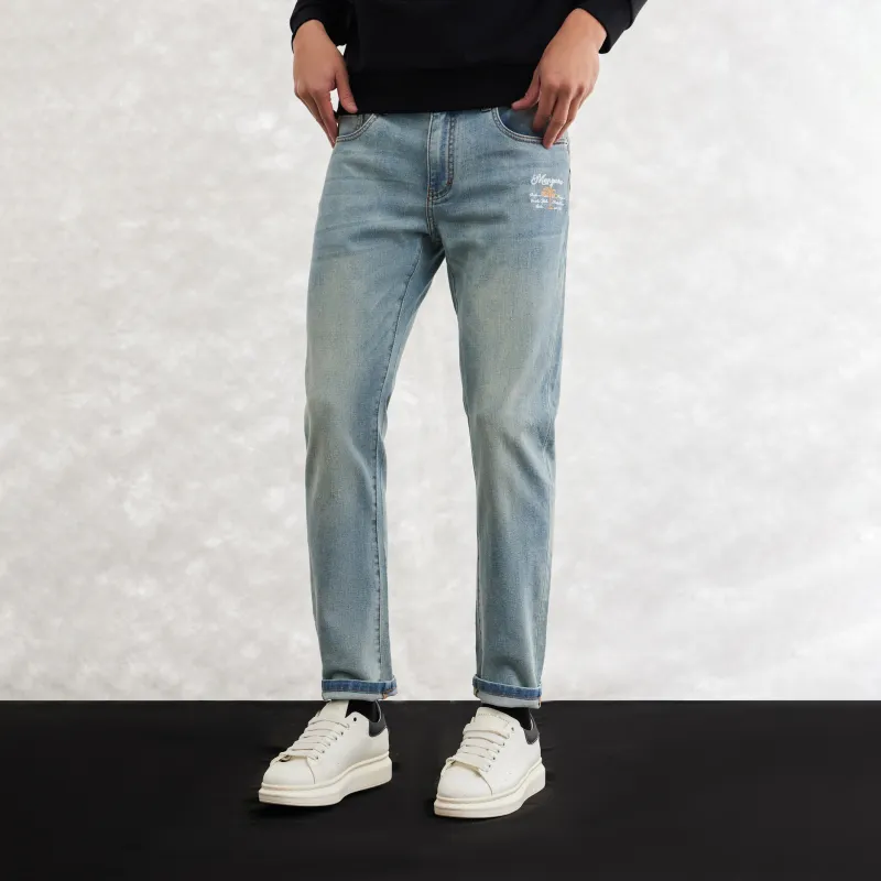 MANGANO St. Mark's Flying Lion Series Jeans Men Blue-3