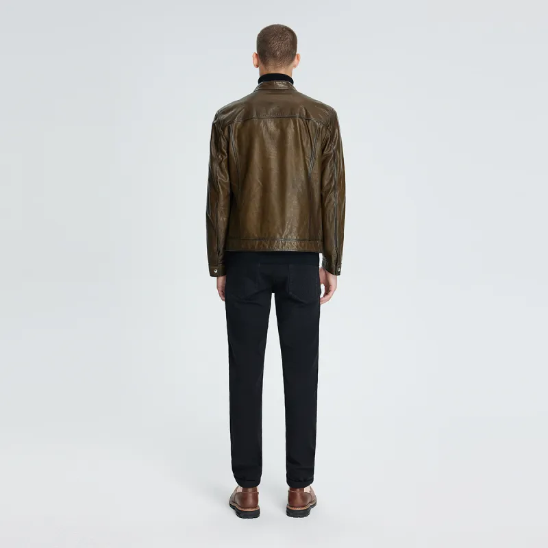 MANGANO Leather Jackets Men Yellow Green-3