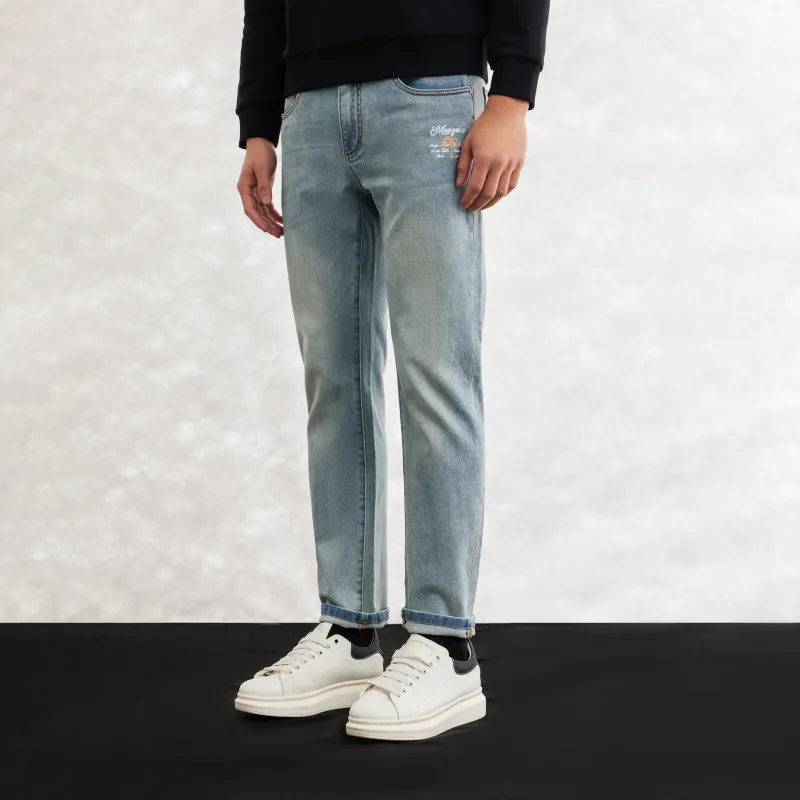 MANGANO St. Mark's Flying Lion Series Jeans Men Blue-6