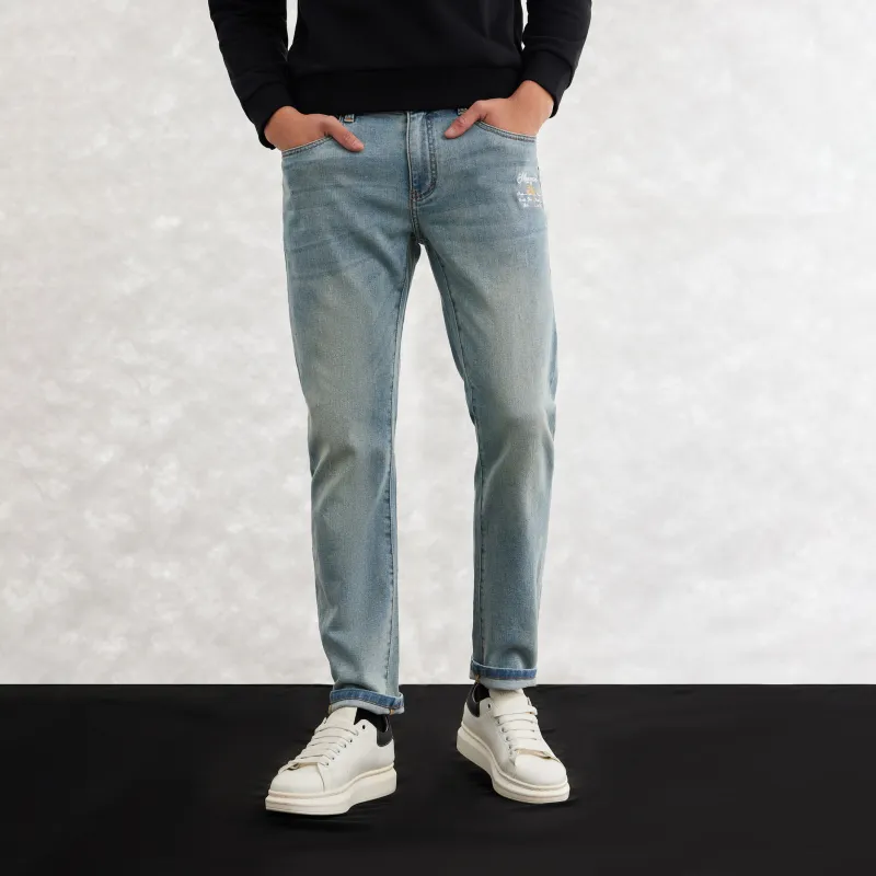MANGANO St. Mark's Flying Lion Series Jeans Men Blue-8