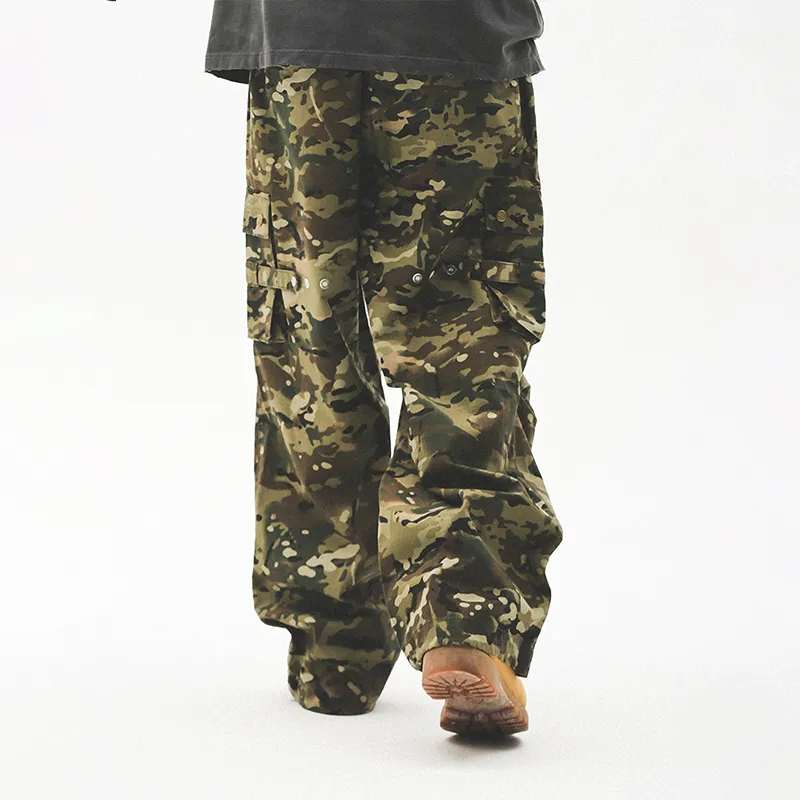 UNTILWERICH Cargo Pants Camouflage Pants Unisex Straight Fit Military Camouflage-4