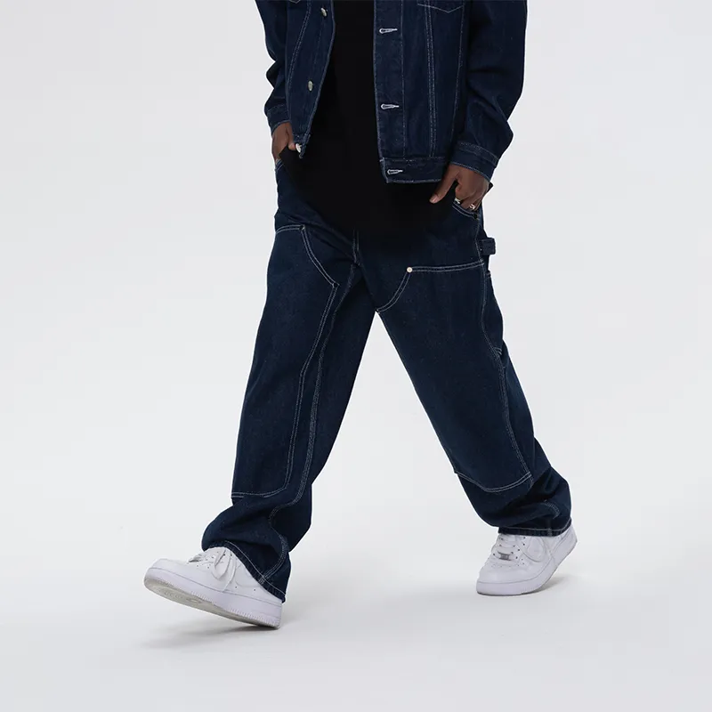 UNTILWERICH Jeans Unisex Navy Blue-4