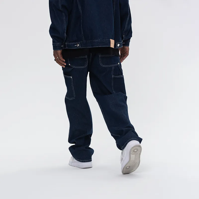 UNTILWERICH Jeans Unisex Navy Blue-5