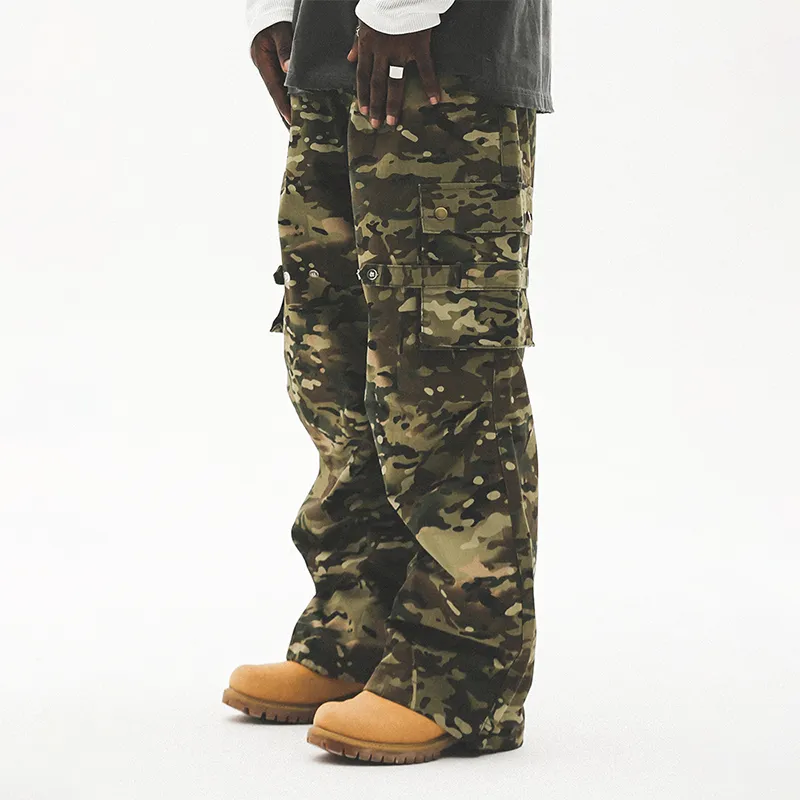 UNTILWERICH Cargo Pants Camouflage Pants Unisex Straight Fit Military Camouflage-5