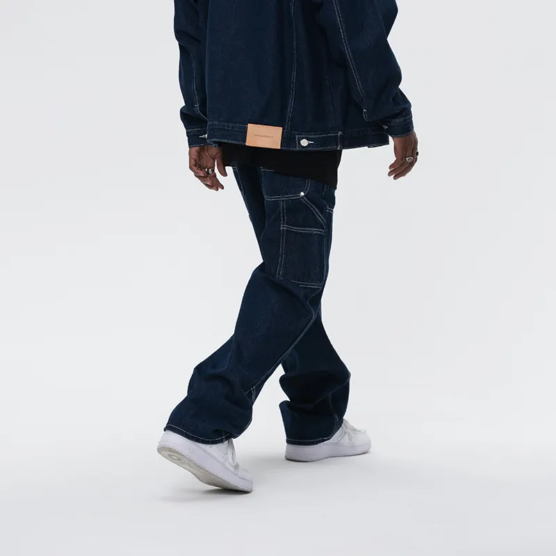 UNTILWERICH Jeans Unisex Navy Blue-3