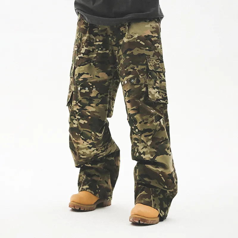 UNTILWERICH Cargo Pants Camouflage Pants Unisex Straight Fit Military Camouflage-3