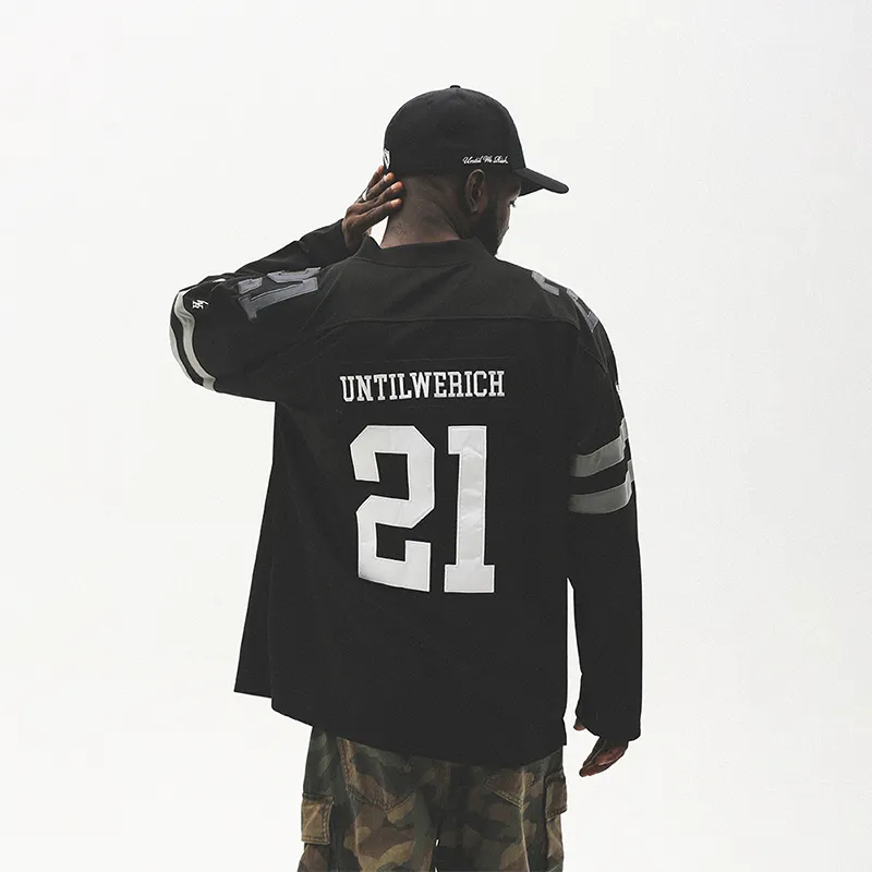 UNTILWERICH T-Shirt Rugby Basketball Patchwork Jersey Unisex-3