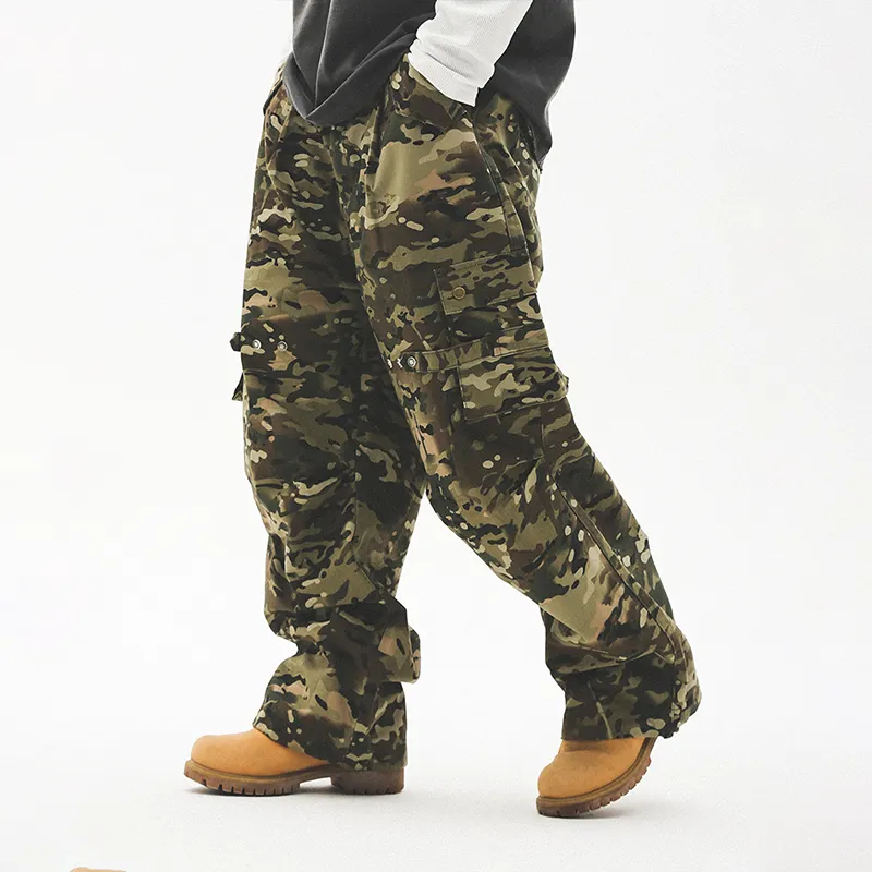 UNTILWERICH Cargo Pants Camouflage Pants Unisex Straight Fit Military Camouflage-2