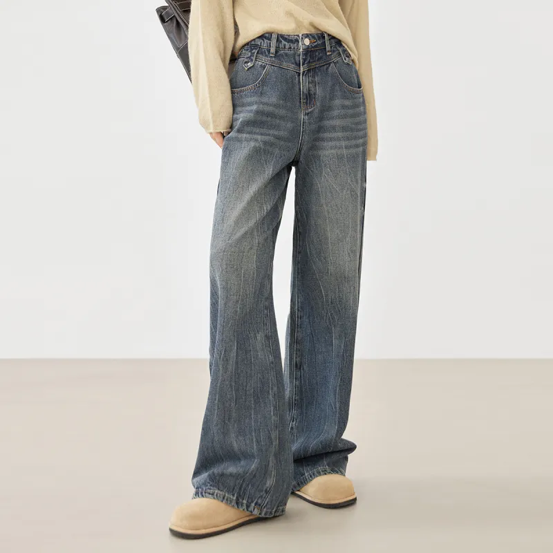 DIALOGUE Jeans Women's Vintage Cracked Frost-2