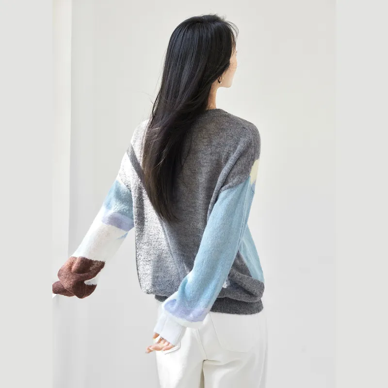 DIALOGUE Sweater Women's Blue Gray Multicolor-2