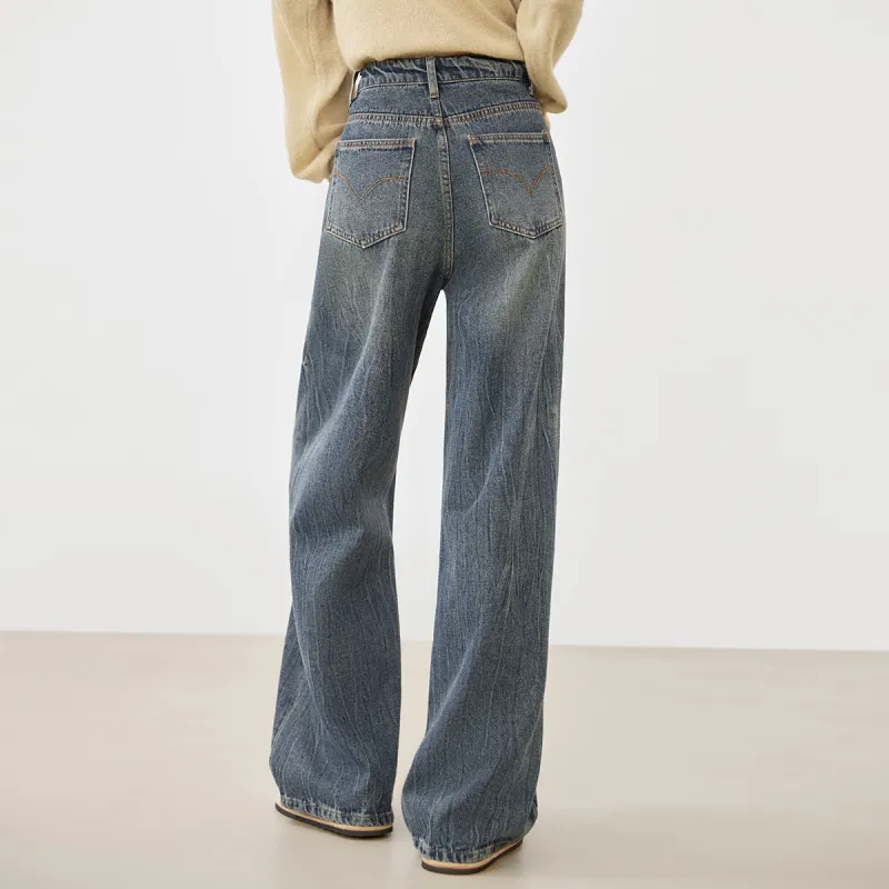 DIALOGUE Jeans Women's Vintage Cracked Frost-3