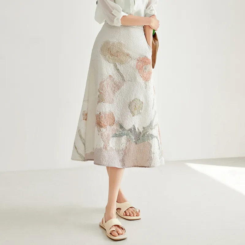 DIALOGUE To White X Feng Wei Artist Co titled Series Casual Long Skirts Women's Desktop Flowers-2