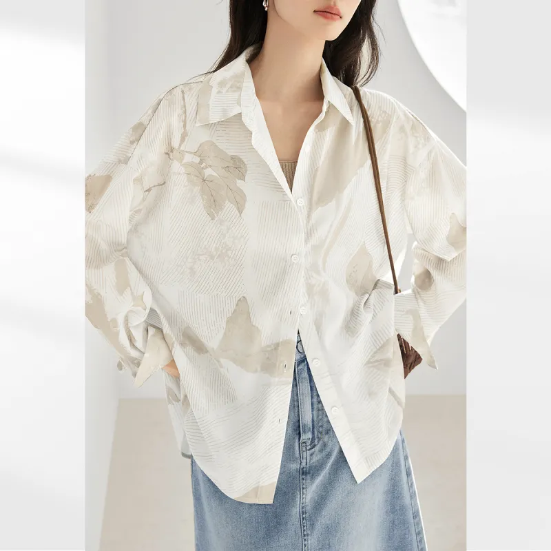 DIALOGUE Shirts Women's Silhouette Flower-2