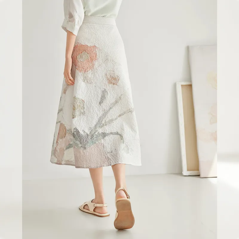 DIALOGUE To White X Feng Wei Artist Co titled Series Casual Long Skirts Women's Desktop Flowers-4