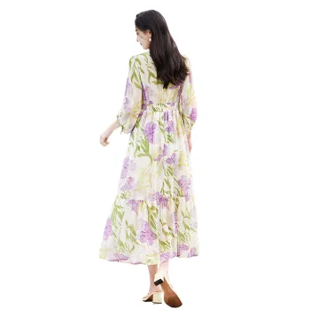 VICTORIA&VERA Long Sleeved Dresses Women's Purple Flower