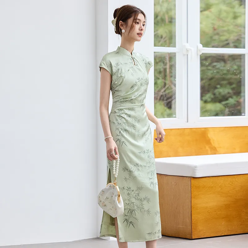 VICTORIA&VERA Cheongsam Women's Classical Style Green-4