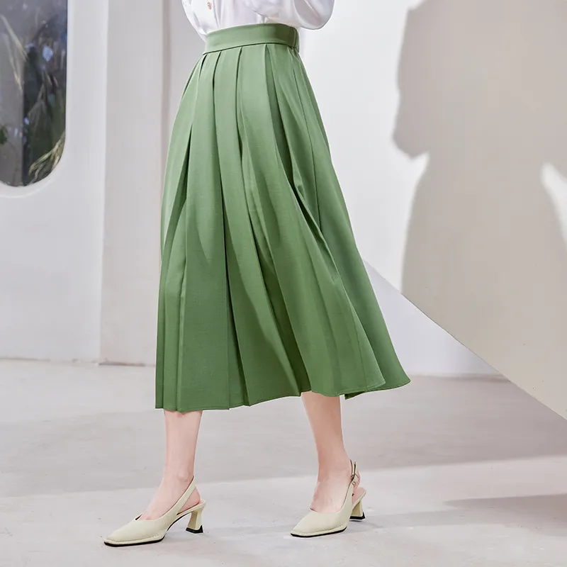 VICTORIA&VERA Casual Long Skirt Women's Avocado Green-5