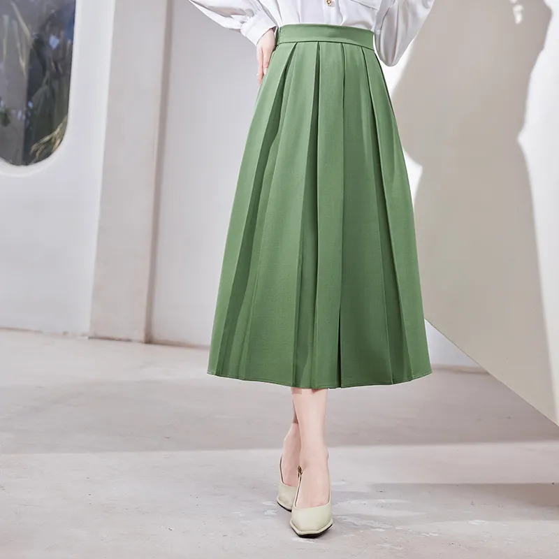 VICTORIA&VERA Casual Long Skirt Women's Avocado Green-10