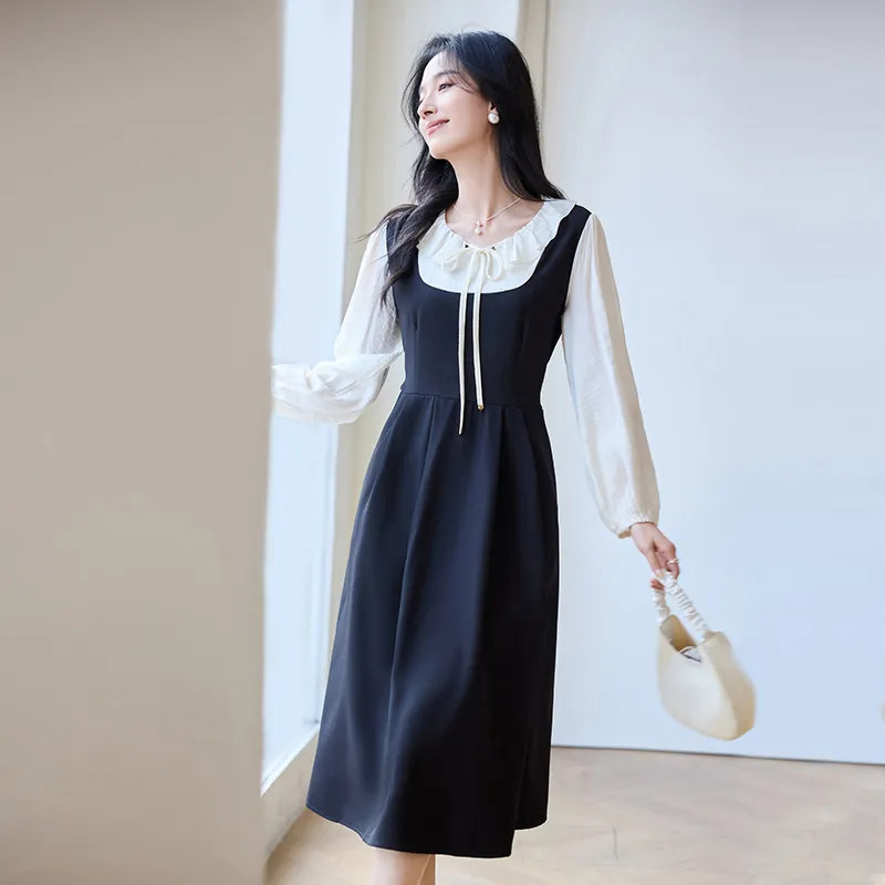 VICTORIA&VERA Long Sleeved Dresses Women's Black-1