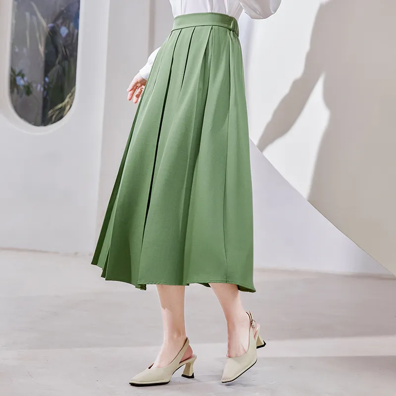 VICTORIA&VERA Casual Long Skirt Women's Avocado Green-3
