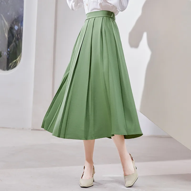 VICTORIA&VERA Casual Long Skirt Women's Avocado Green-2