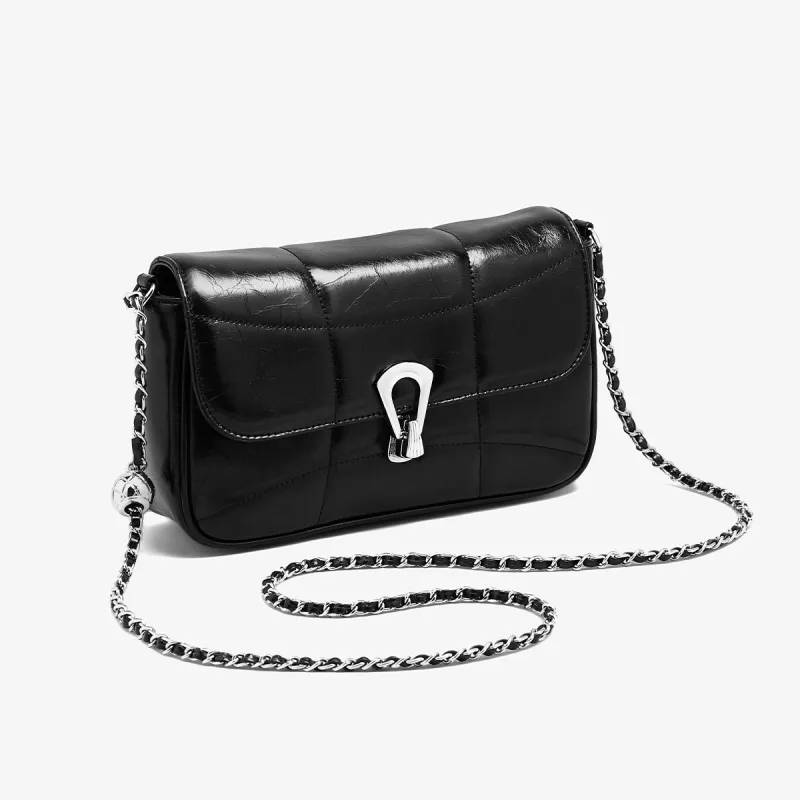 Marino Orlandi Premium Synthetic Leather Shoulder Bag, Crossbody Bag Women's Black/Silver-6