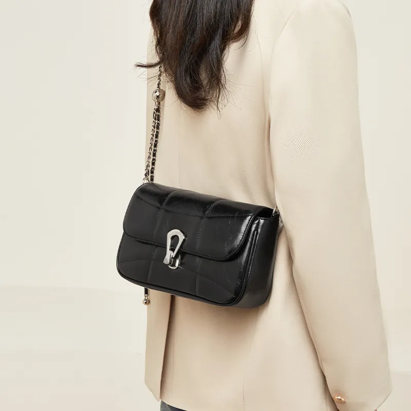Marino Orlandi Premium Synthetic Leather Shoulder Bag, Crossbody Bag Women's Black/Silver-2