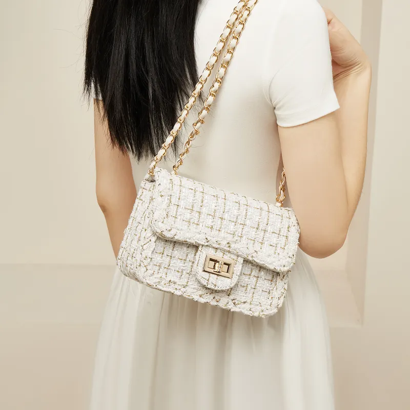 Marino Orlandi Fabric With Synthetic Leather Small Square Bag Shoulder Bag Women's Ecru-2