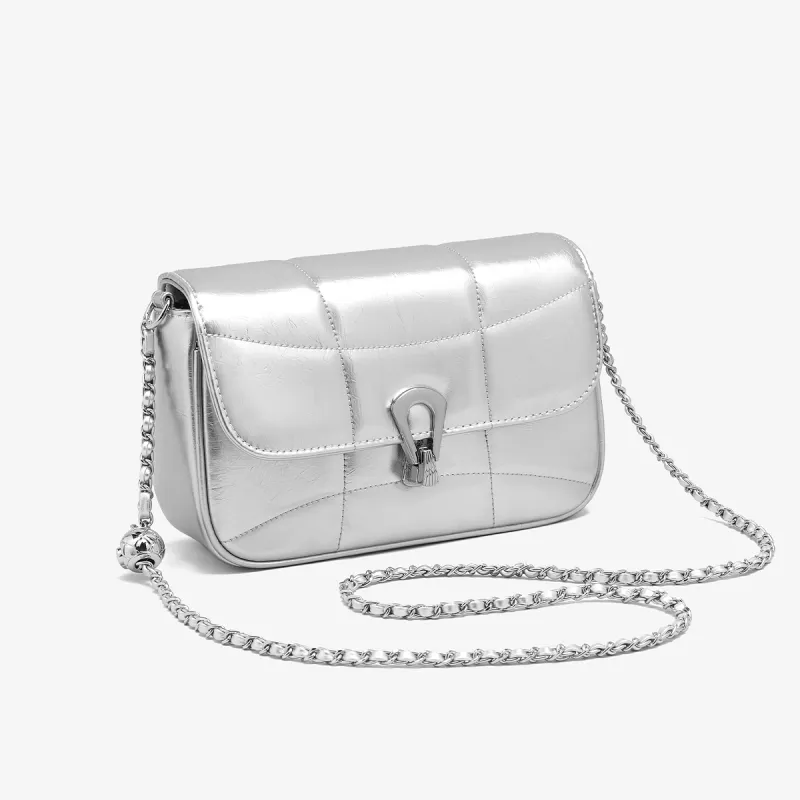 Marino Orlandi Premium Synthetic Leather Shoulder Bag, Crossbody Bag Women's Black/Silver-12