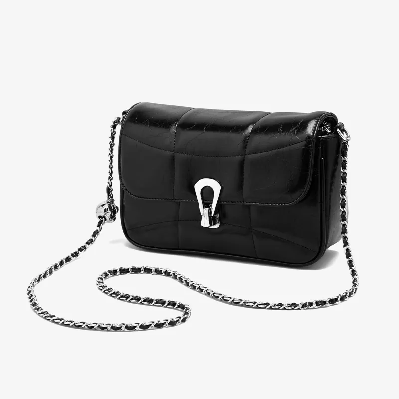 Marino Orlandi Premium Synthetic Leather Shoulder Bag, Crossbody Bag Women's Black/Silver-5