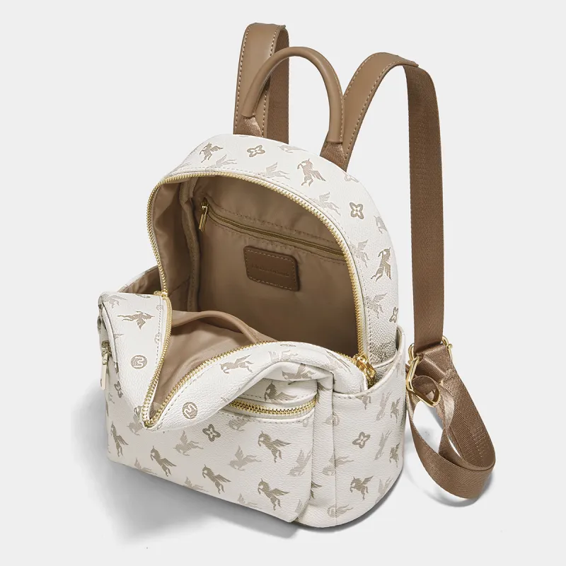 Marino Orlandi Synthetic Leather Backpack Large Size Women's Ecru-5