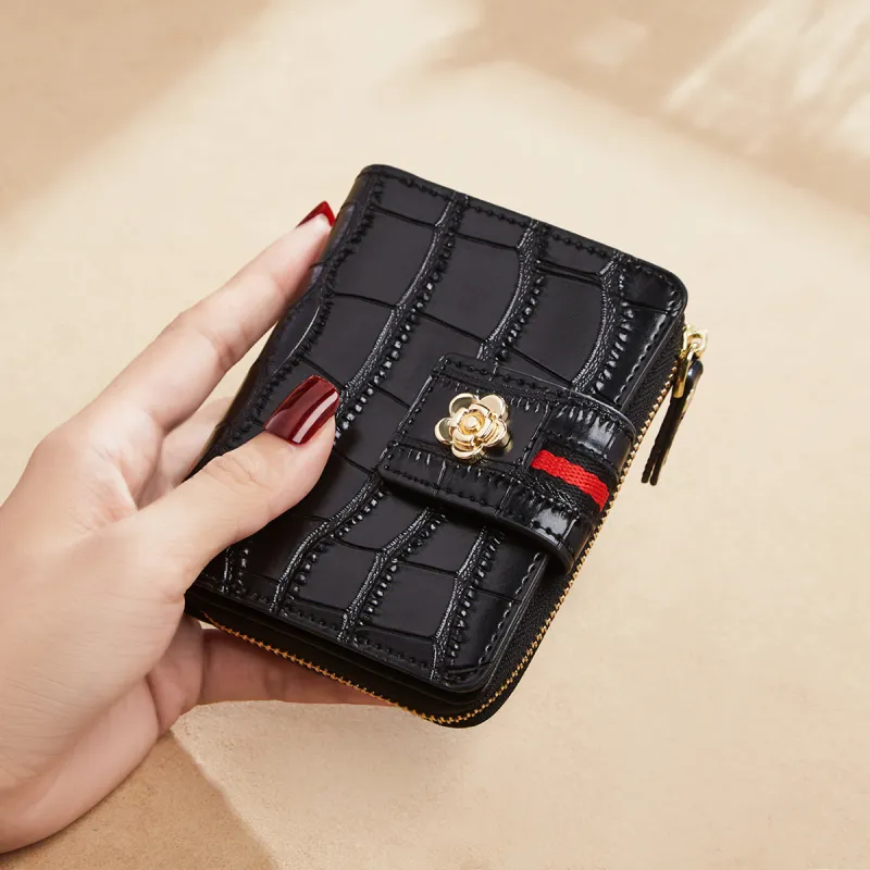 Marino Orlandi Split Cow Leather Wallet Clutch Women's Black-1