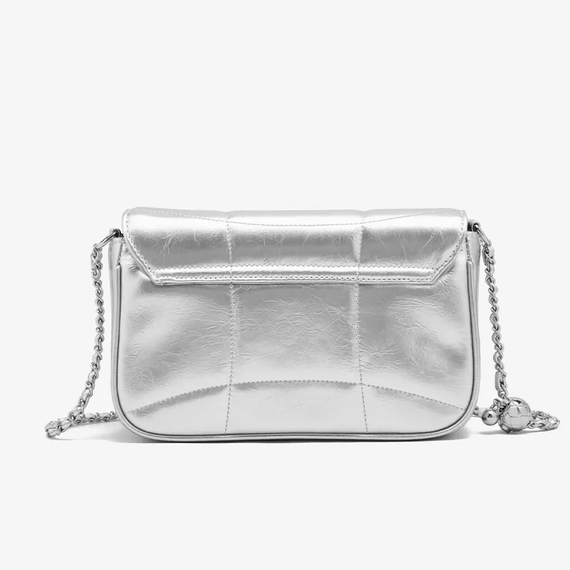 Marino Orlandi Premium Synthetic Leather Shoulder Bag, Crossbody Bag Women's Black/Silver-13
