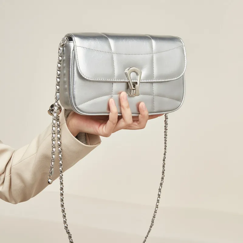 Marino Orlandi Premium Synthetic Leather Shoulder Bag, Crossbody Bag Women's Black/Silver-11