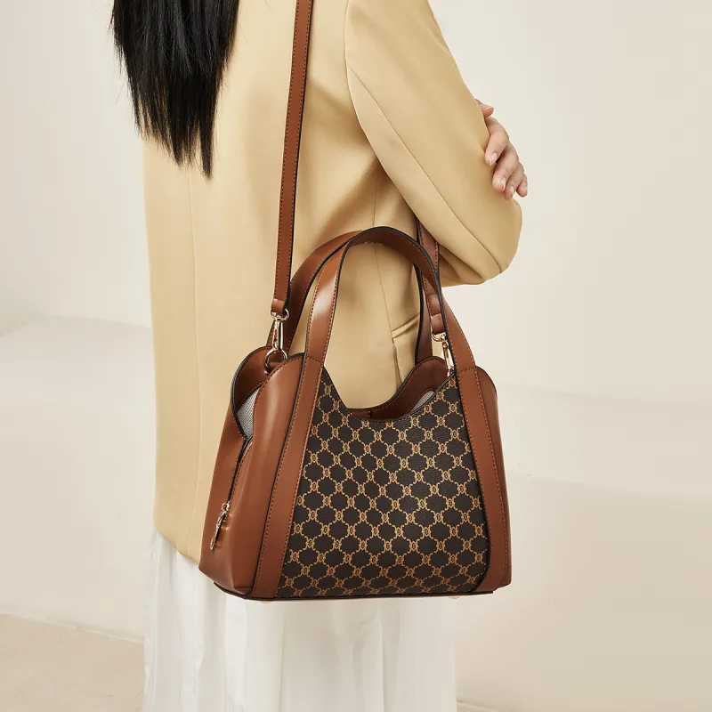 Marino Orlandi Synthetic Leather Bucket Bag Shoulder Bag, Crossbody Bag, Handbag Women's Khaki/Coffee-13