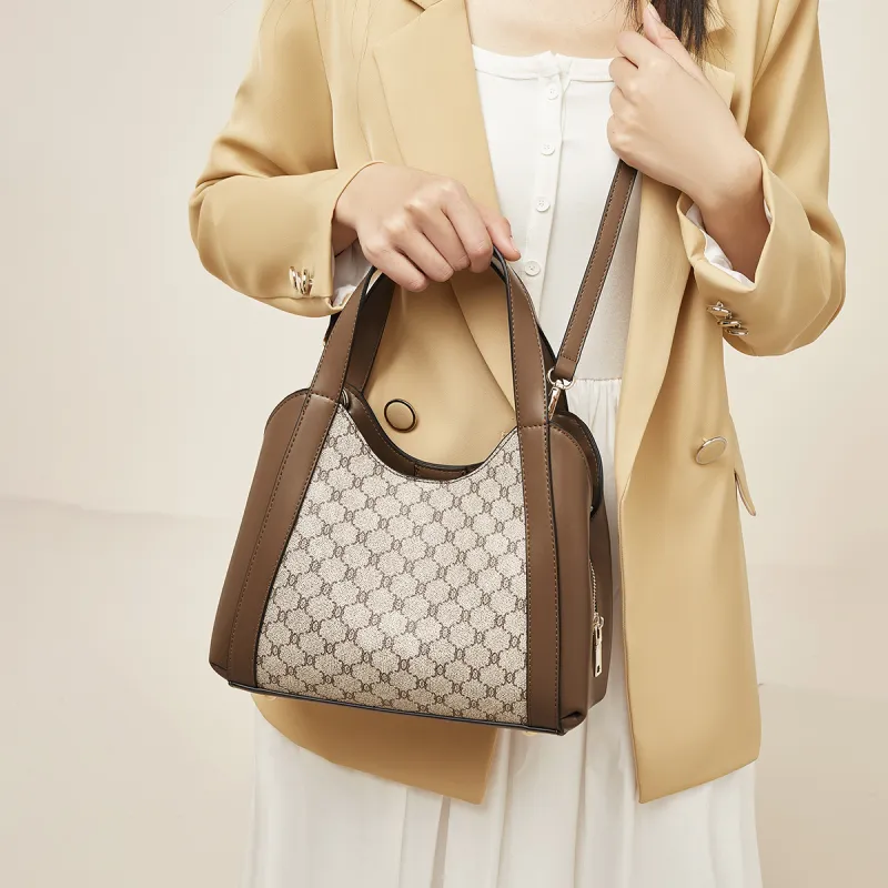 Marino Orlandi Synthetic Leather Bucket Bag Shoulder Bag, Crossbody Bag, Handbag Women's Khaki/Coffee-3