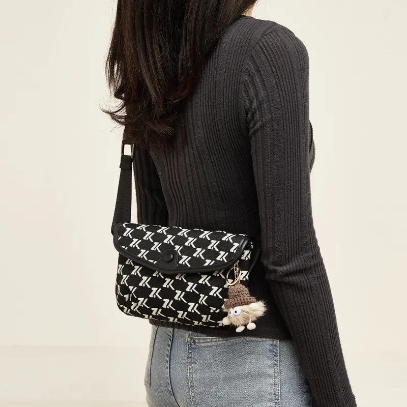 Marino Orlandi Fabric, Synthetic Leather Shoulder Bag, Crossbody Bag Women's Black-3