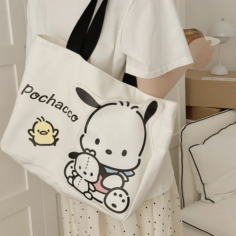 Sanrio 100% Cotton Shoulder Bag Regular Unisex White-1