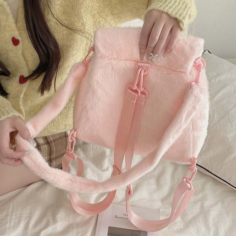 Sanrio HelloKitty/Hello Kitty My Melody Kuromi Polyester Plush Embroidered Backpack Regular Unisex Multicolor-3