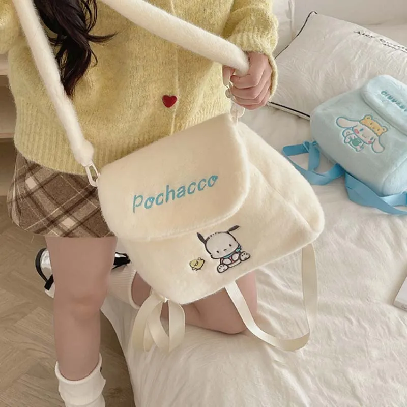 Sanrio HelloKitty/Hello Kitty My Melody Kuromi Polyester Plush Embroidered Backpack Regular Unisex Multicolor-6