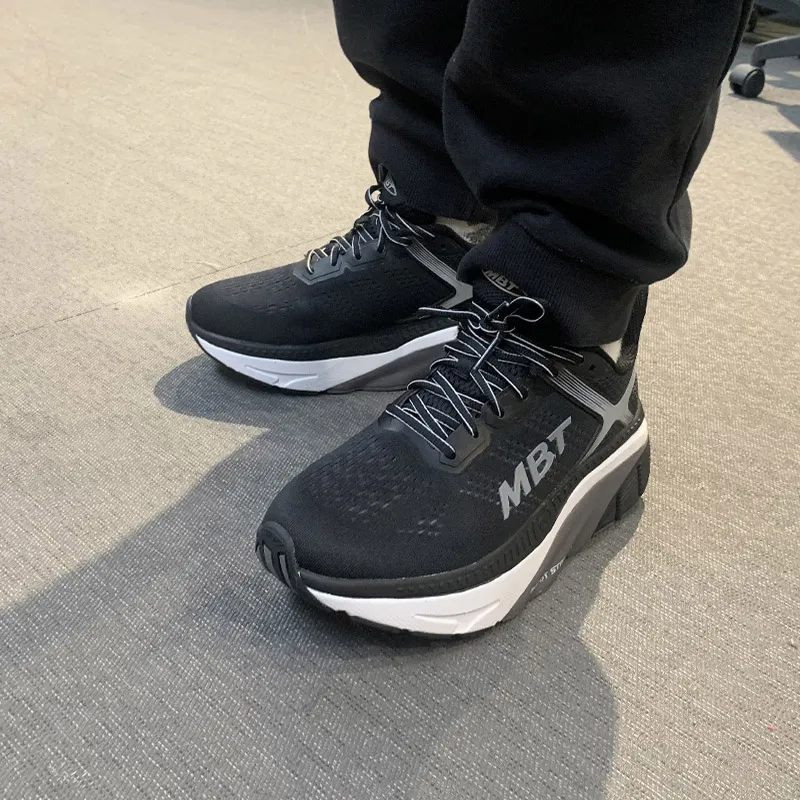 MBT Cushioning, Breathable, Height Increasing, Reflective, Rebound Low Top Casual Running Shoes Men's Black-7
