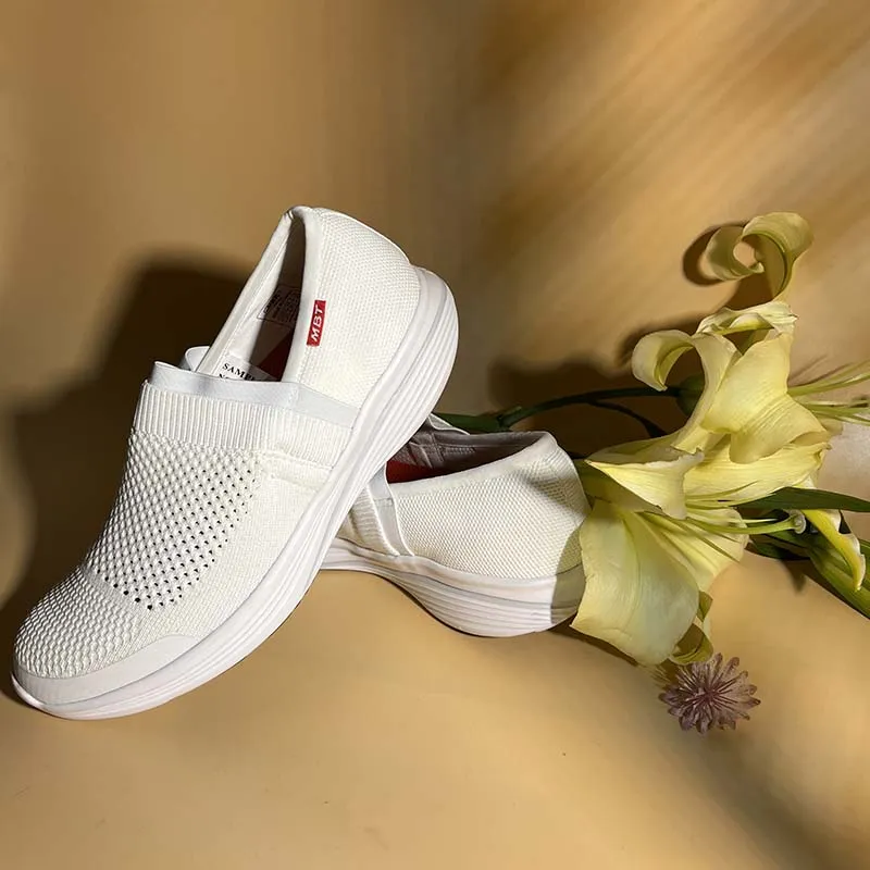 MBT Cushioning Breathable Height Increasing Rebound Low Top Outdoor Shoes Women's White-6