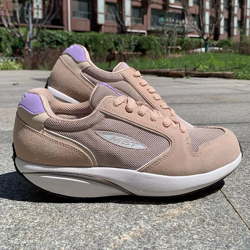 MBT Anti Slip Wear Resistant Low Top Casual Shoes Women's Beige Yellow-5